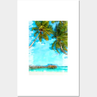 Summer Vibe Maldives Beach Lagoon Hotels Posters and Art